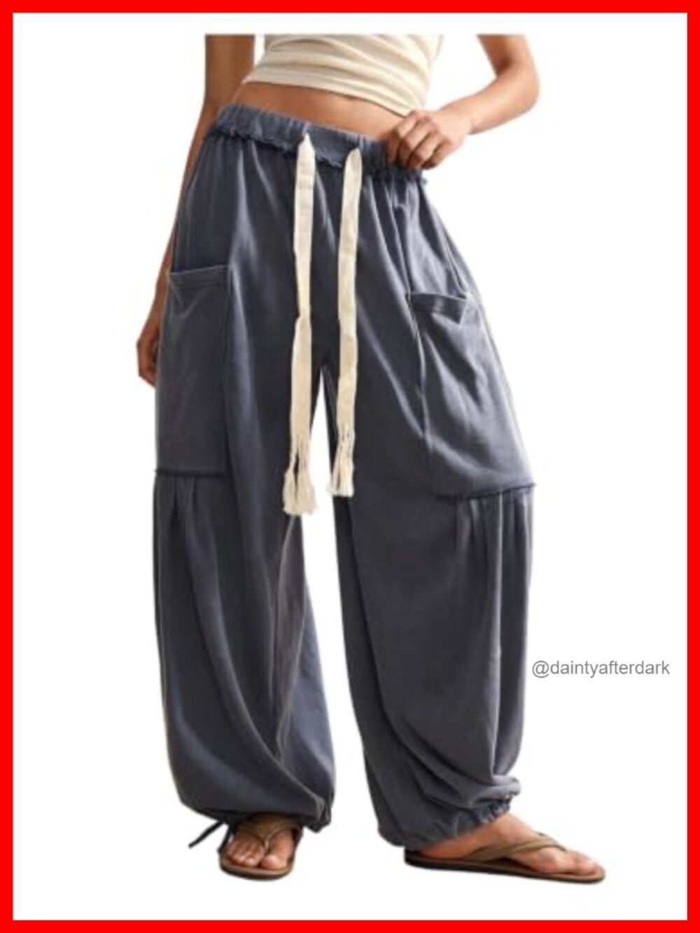 Women's Baggy Boho Harem Wide Leg Sweatpants Pockets Loose Fit